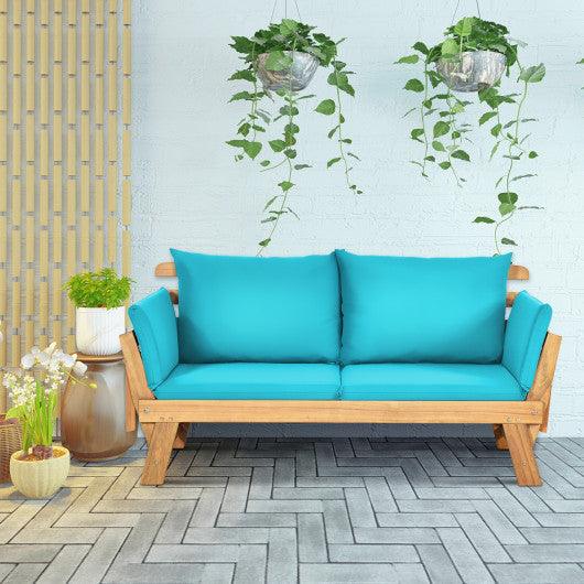 Adjustable  Patio Convertible Sofa with Thick Cushion -Turquoise