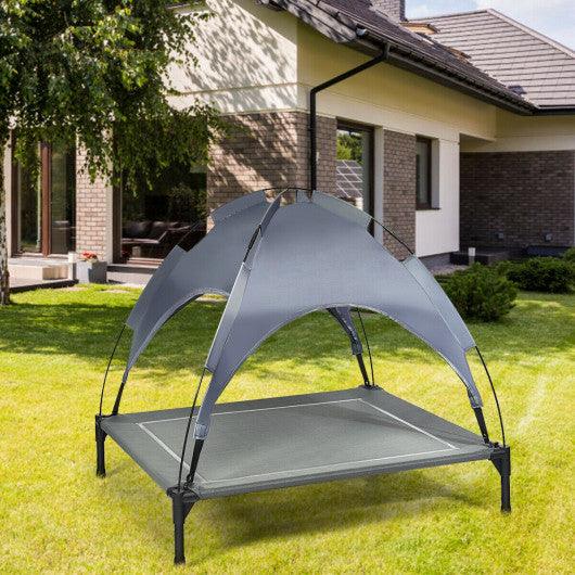 Portable Elevated Outdoor Pet Bed with Removable Canopy Shade-36 Inch