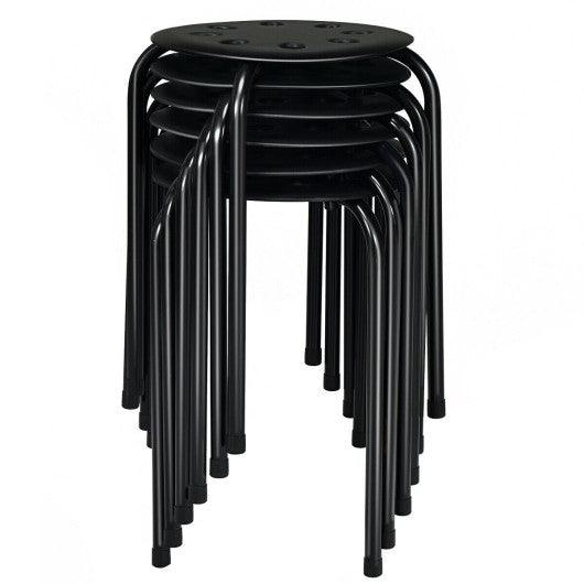 Set of 6 Portable Plastic Stack Stools -Black