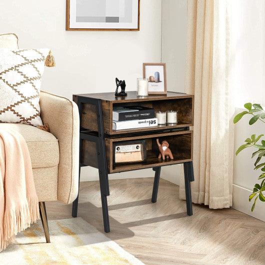 Stackable Night Stand Shelf Accent Table with Metal Frame