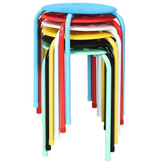 Set of 6 Portable Plastic Stack Stools-Multicolor