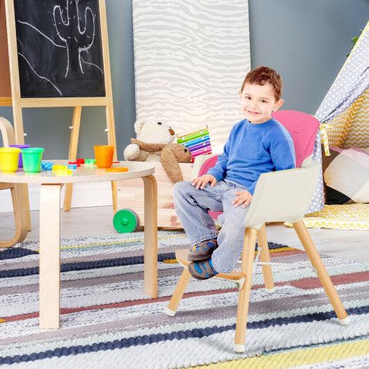 3-in-1 Convertible Wooden High Chair with Cushion-Pink