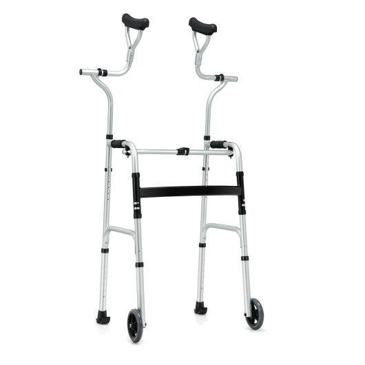 Foldable Rehabilitation Auxiliary Walker with 5 Inch Wheels