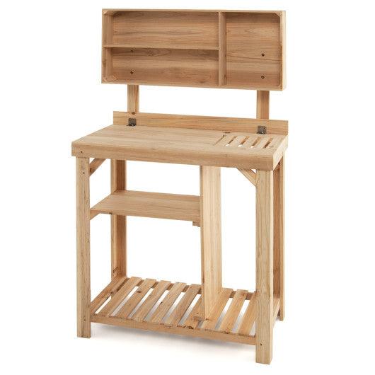 Garden Wooden Potting Table Workstation with Storage Shelf