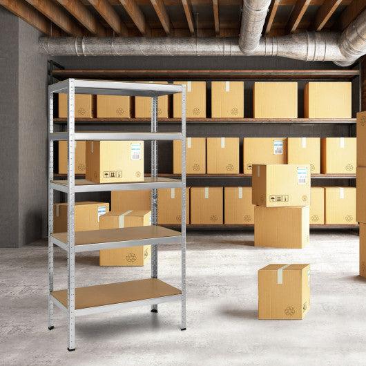 71 inch Heavy Duty Steel Adjustable 5 Level Storage Shelves-Silver